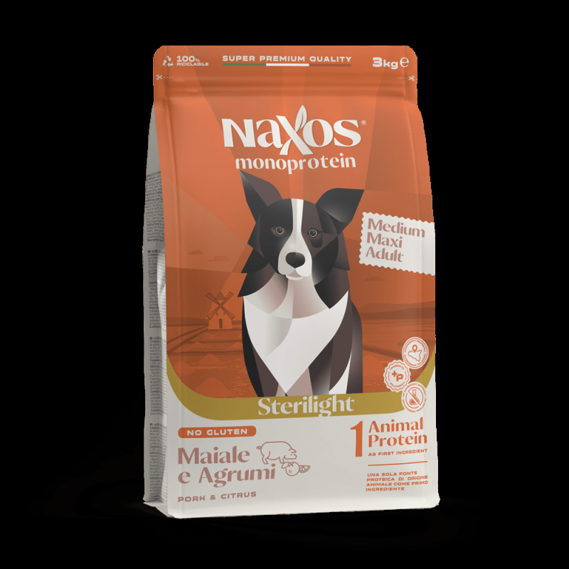 Naxos Monoprotein Medium Maxi Sterilight Maiale e Agrumi per Cani Super Saving Price