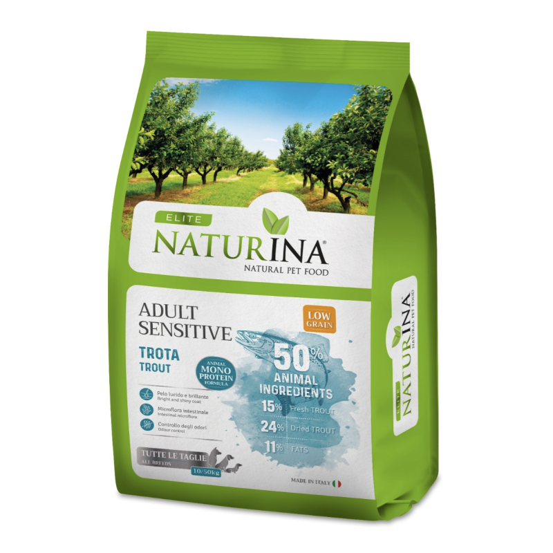 Naturina Elite Sensitive Low Grain Trota per Cani