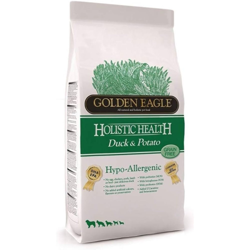 Golden Eagle Hypoallergenic Sensitive Grain Free Anatra e Patate per Cani Solo un giorno rimasto
