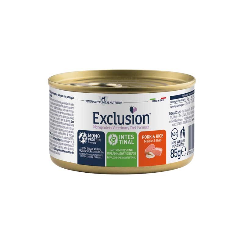 Exclusion Diet Intestinal Maiale e Riso Umido per Gatti Ritorno libero