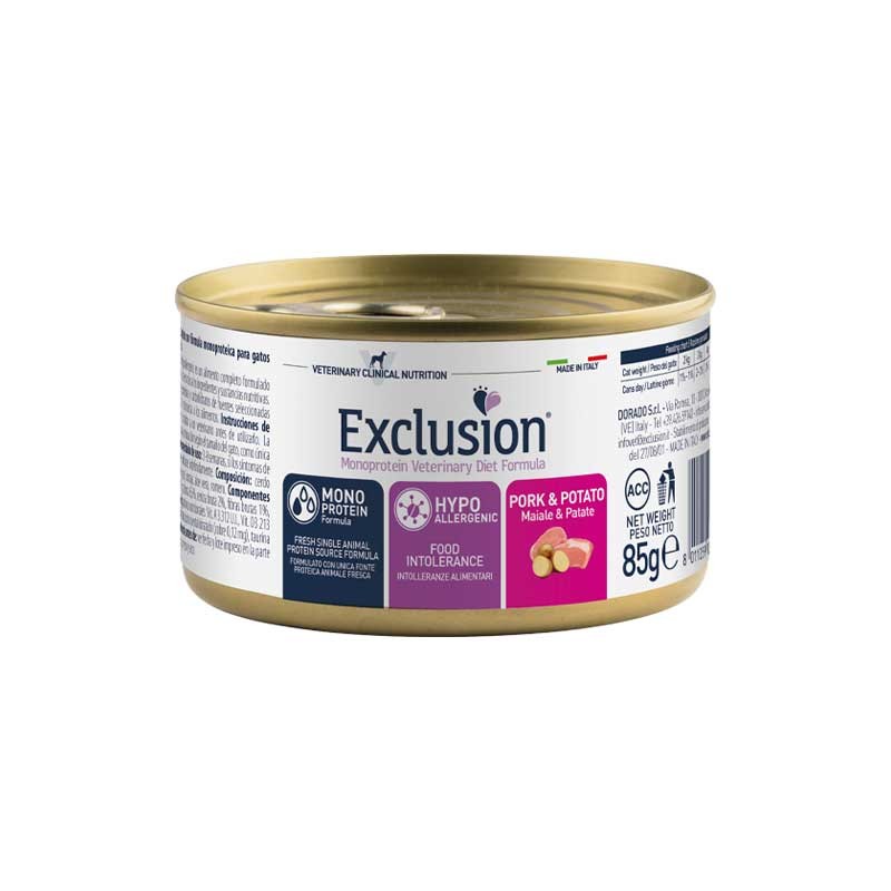 Exclusion Diet Hypoallergenic Maiale e Patate Umido per Gatti