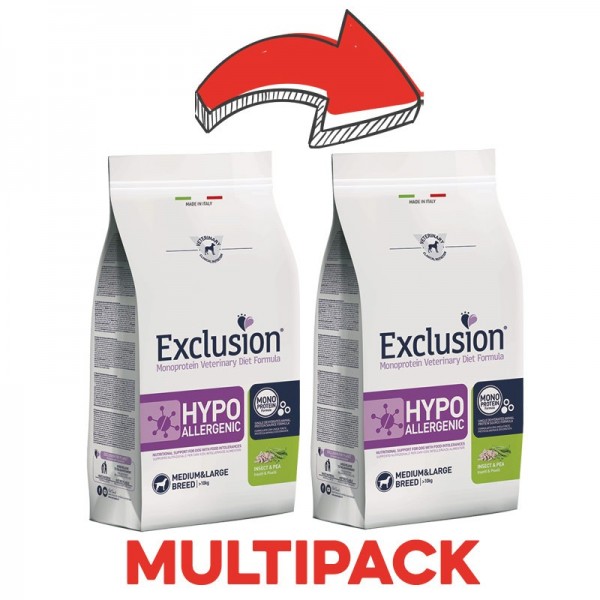 Exclusion Diet Hypoallergenic Insetti e Piselli Adult Medium & Large Breed per Cani Fino al 60% di sconto