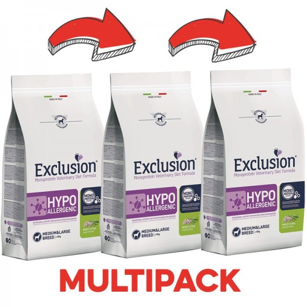 Exclusion Diet Hypoallergenic Insetti e Piselli Adult Medium & Large Breed per Cani Fino al 60% di sconto