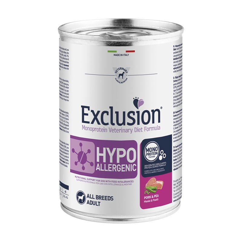 Exclusion Diet Hypoallergenic Maiale e Piselli All Breeds Adult Umido per Cani Fino al 55% di sconto
