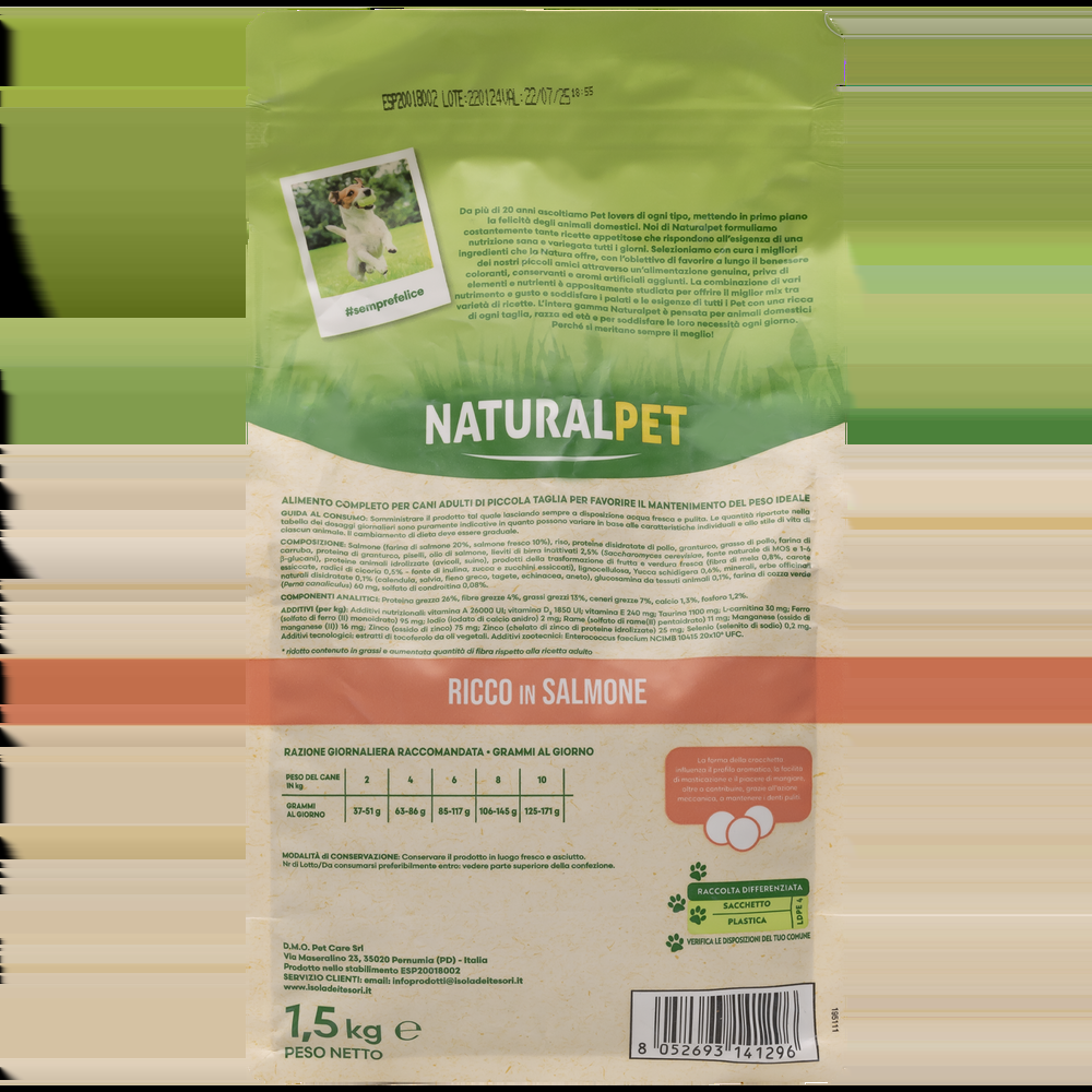 Naturalpet Dog Mini Lower Fat ricco in Salmone 1.5 kg 000125778 Soddisfazione Garantita