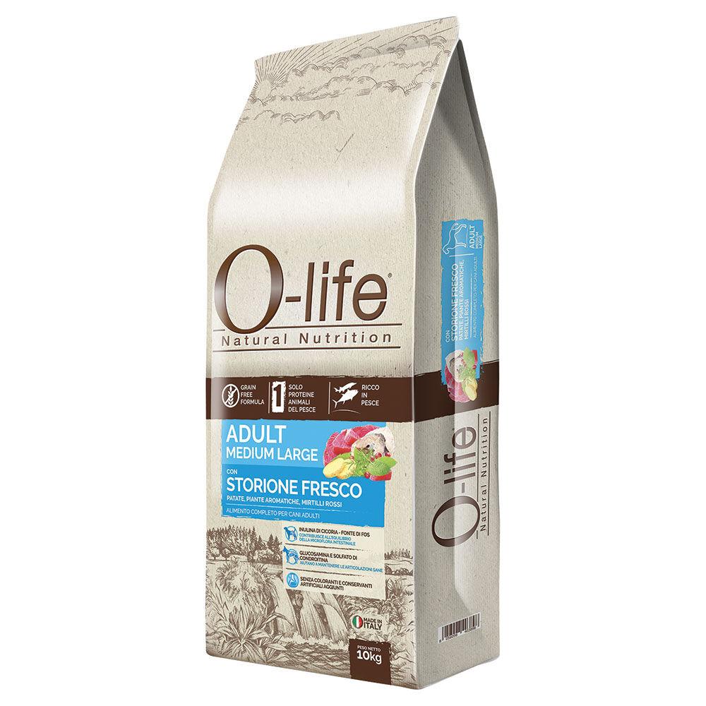 O-life Dog Adult Medium Large con Storione Fresco 10 kg 000125372 Nuovo