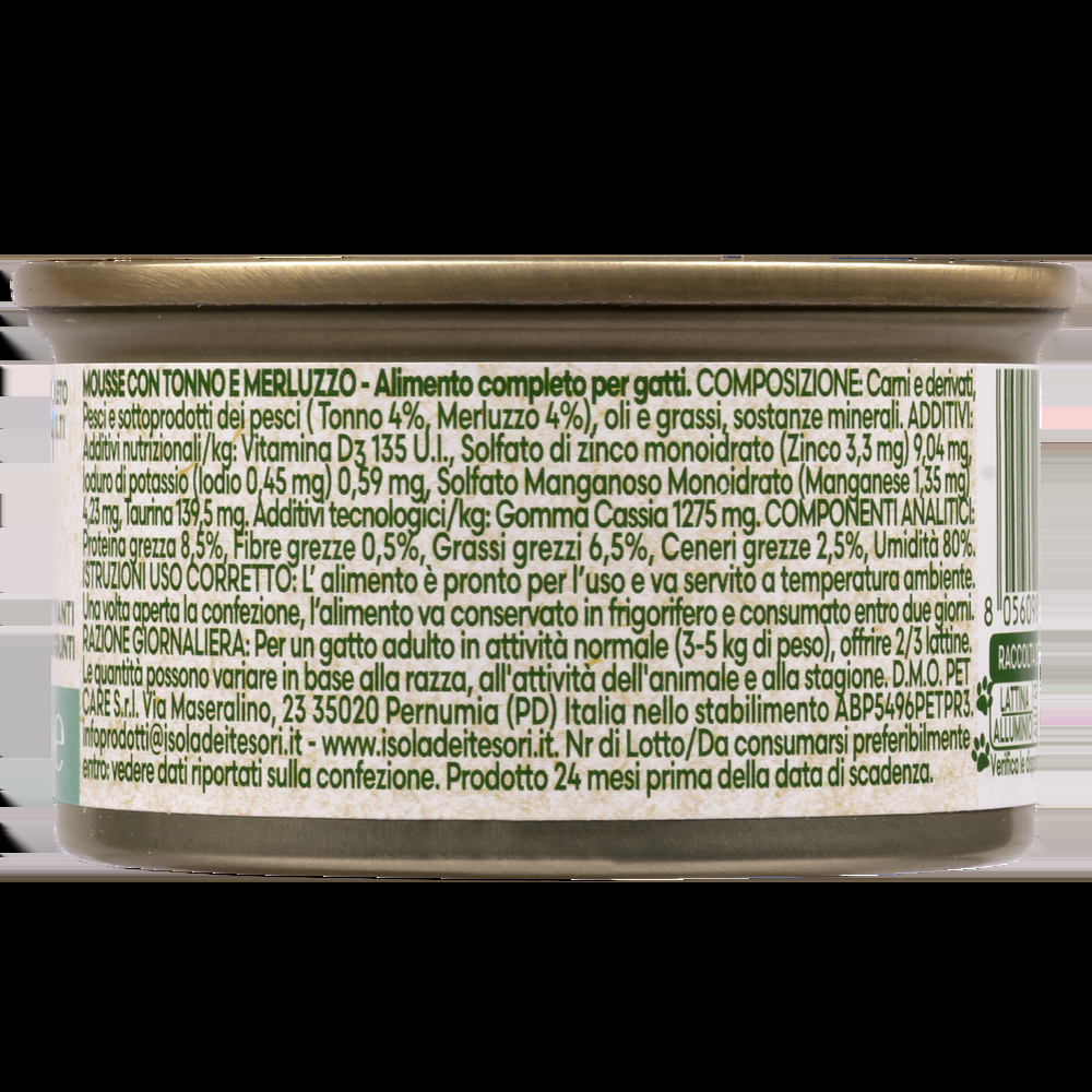 Naturalpet Cat Adult Mousse con Tonno e Merluzzo 85 gr 000142780 In vendita