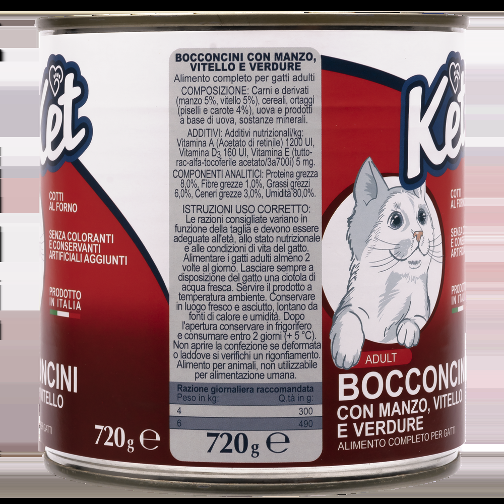 Ket Adult All breeds Bocconcini Manzo e Vitello 720 gr 000143642 In Linea