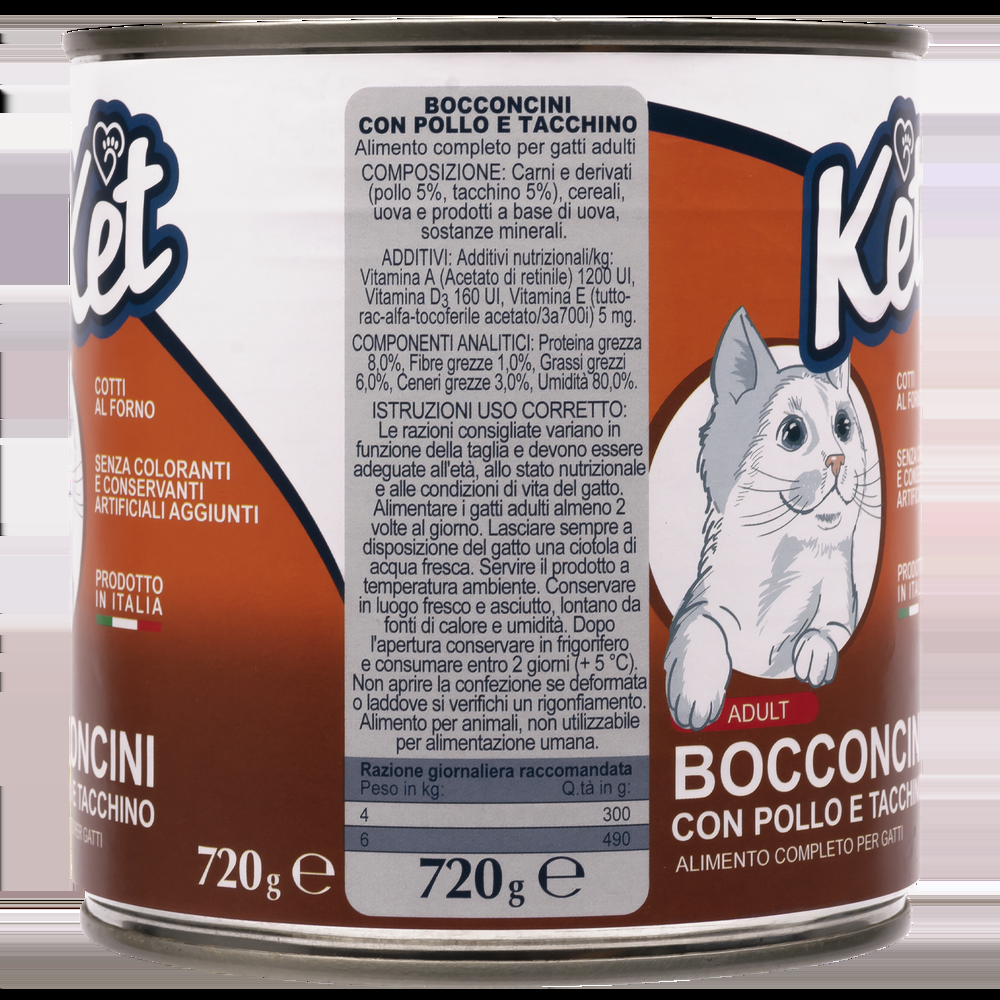 Ket Adult All breeds Bocconcini Pollo e Tacchino 720 gr 000143643 Saldi