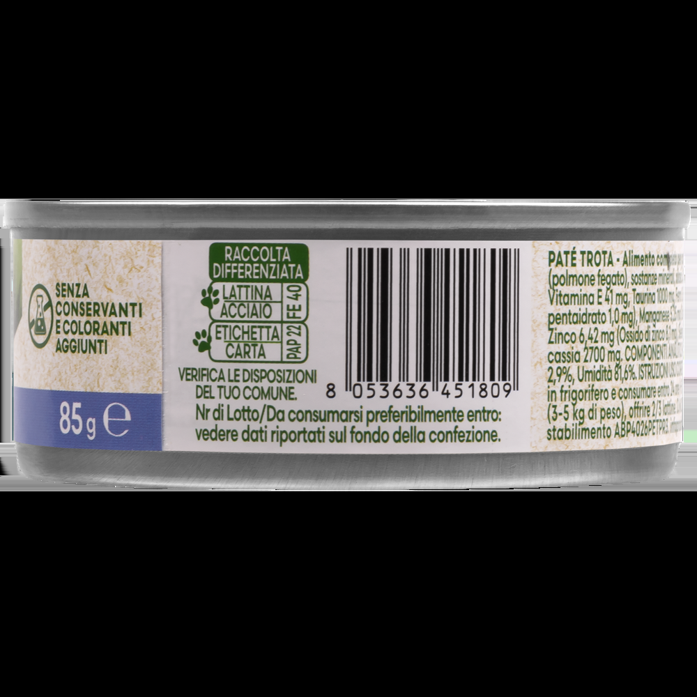 Naturalpet Cat Sterilised Paté alla trota 85gr 000143897 Smaltimento dello stoccaggio