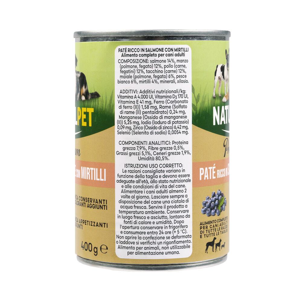 Naturalpet Premium Dog Adult Paté ricco in Salmone con mirtilli 400 gr 000126891 Comprare a buon mercato