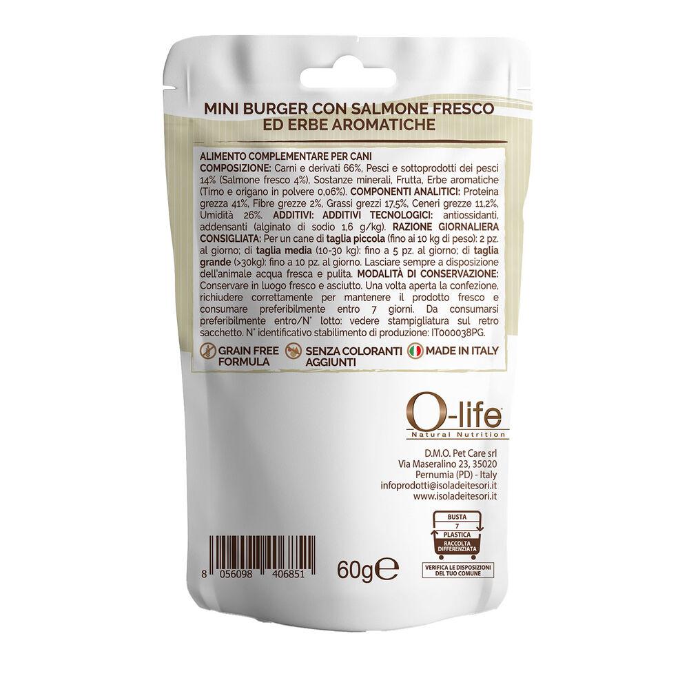 O-life Dog Mini Burger con Salmone fresco ed Erbe aromatiche 60gr 000138732 Offerta natalizia