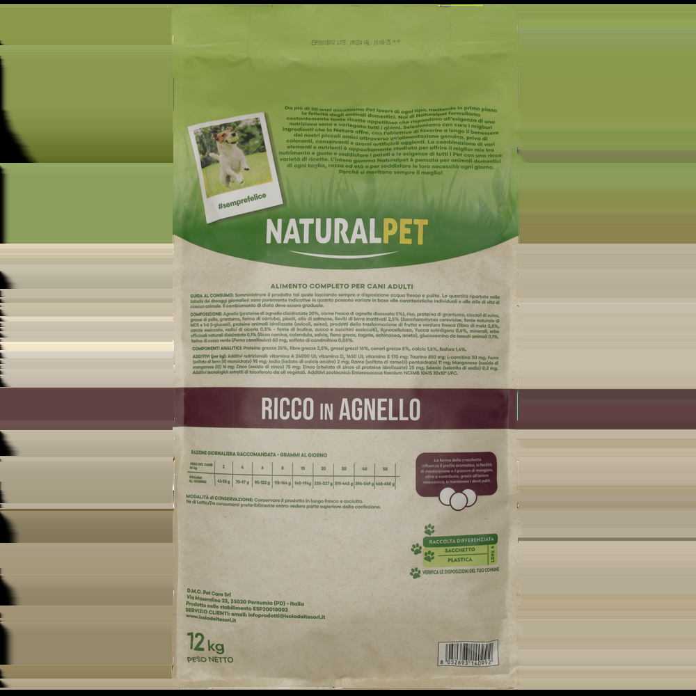 Naturalpet Dog Adult All Breed Ricche in Agnello 12 kg 000125795 Offerta Pasqua