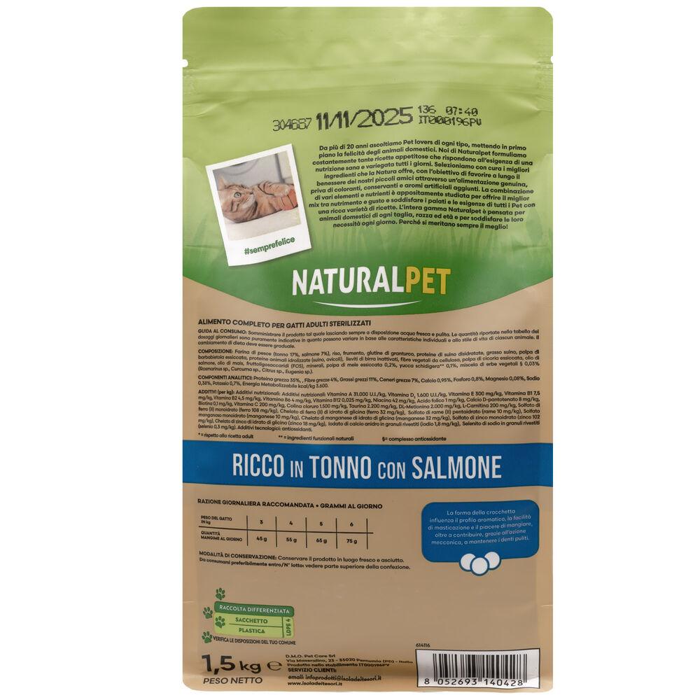 Naturalpet Premium Cat Adult Sterilised ricco in Tonno con Salmone 1 5 kg 000141003 Offerta Anniversario