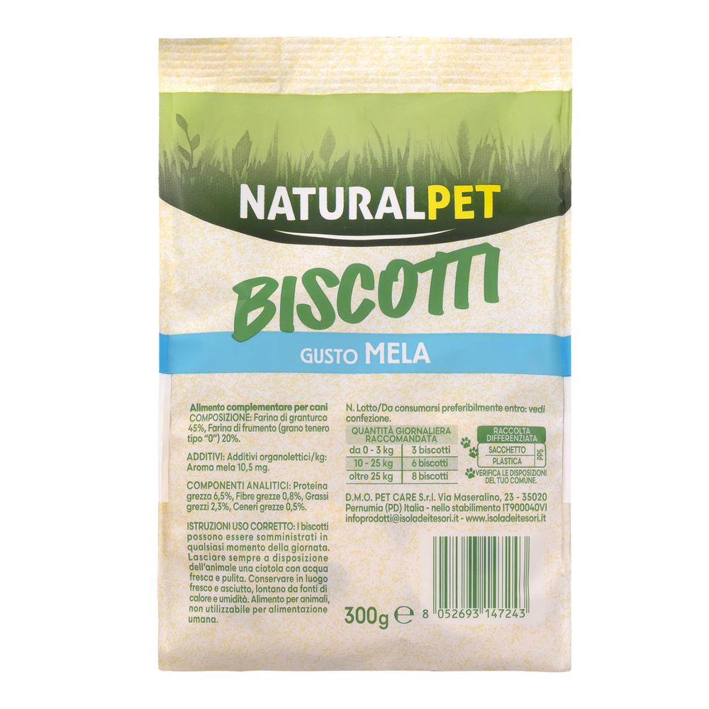 Naturalpet Dog Biscotti gusto Mela 300gr 000138867 Smaltimento dello stoccaggio
