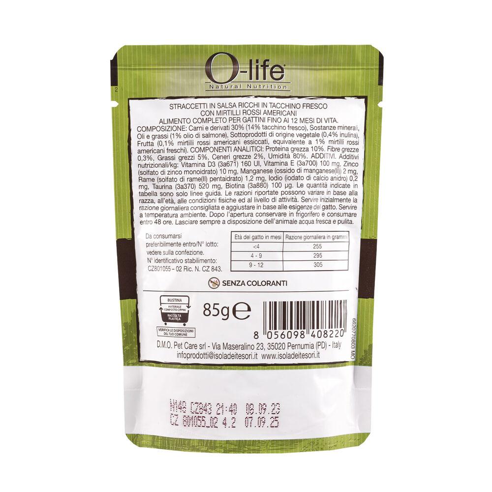 O-life Kitten Straccetti in salsa ricchi in Tacchino fresco e mirtilli rossi americani 85 gr 000143628 Latest fashion