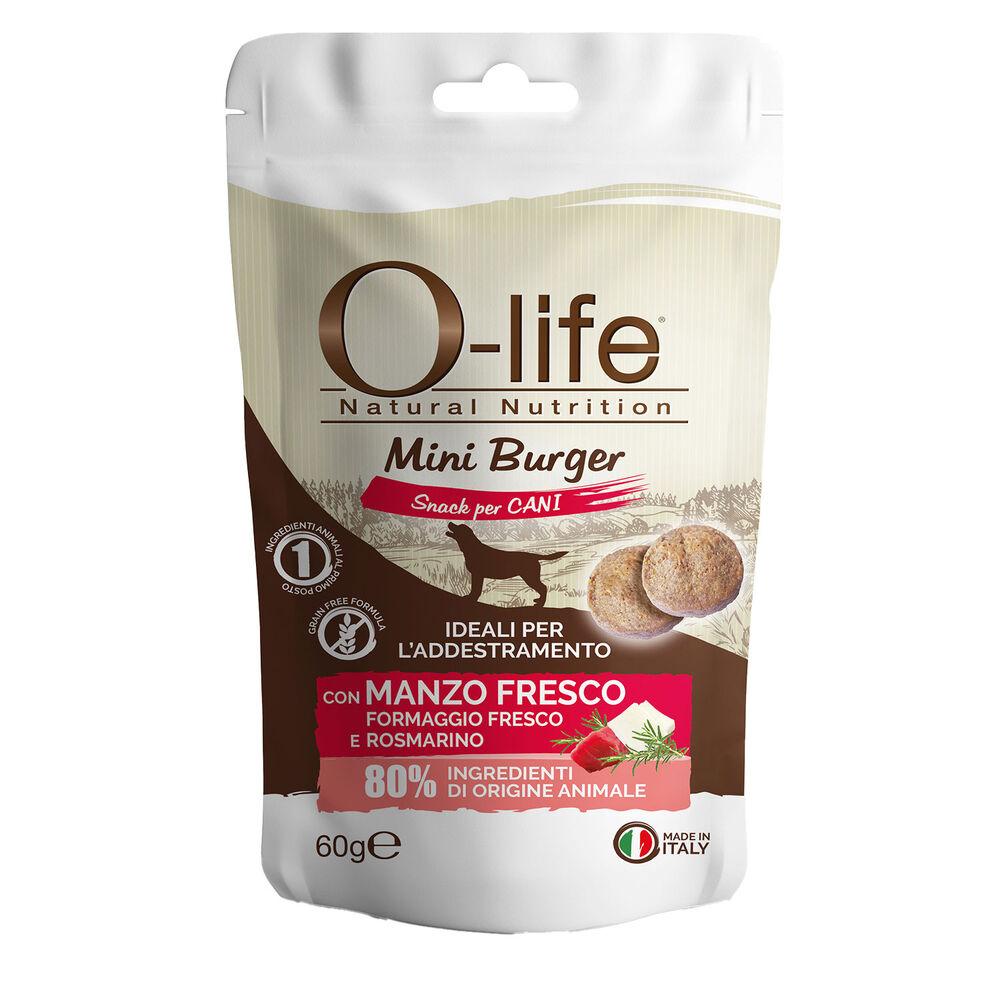 O-life Dog Snack Mini Burger con Manzo fresco Formaggio fresco e Rosmarino 60 gr 000138730 Prezzo basso