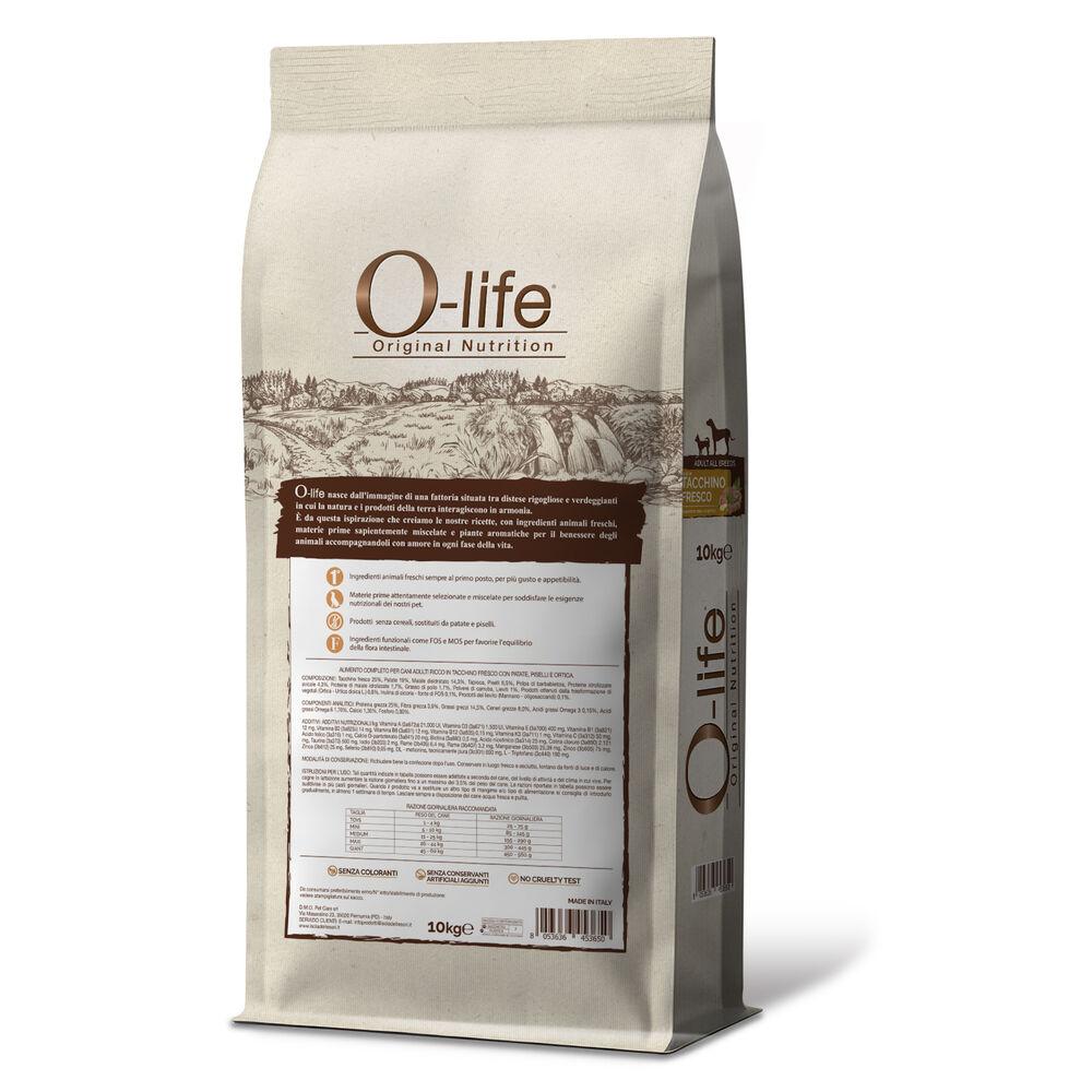 O-life Dog Adult All breeds ricco in Tacchino fresco con patate piselli e ortica 10kg 000125877 Offerta speciale della fabbrica