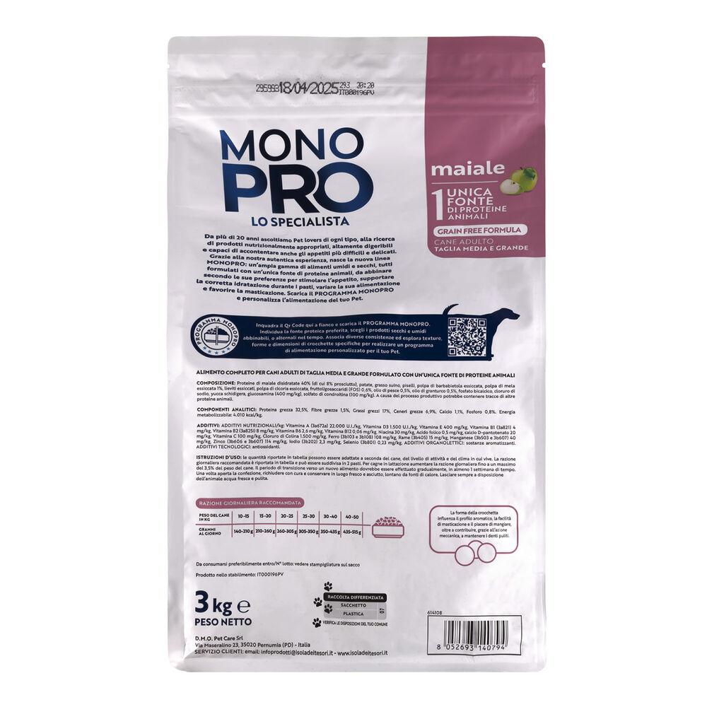 Monopro Dog Adult Medium&Large Grain Free Maiale 3 kg 000125728 Black Friday Prezzi