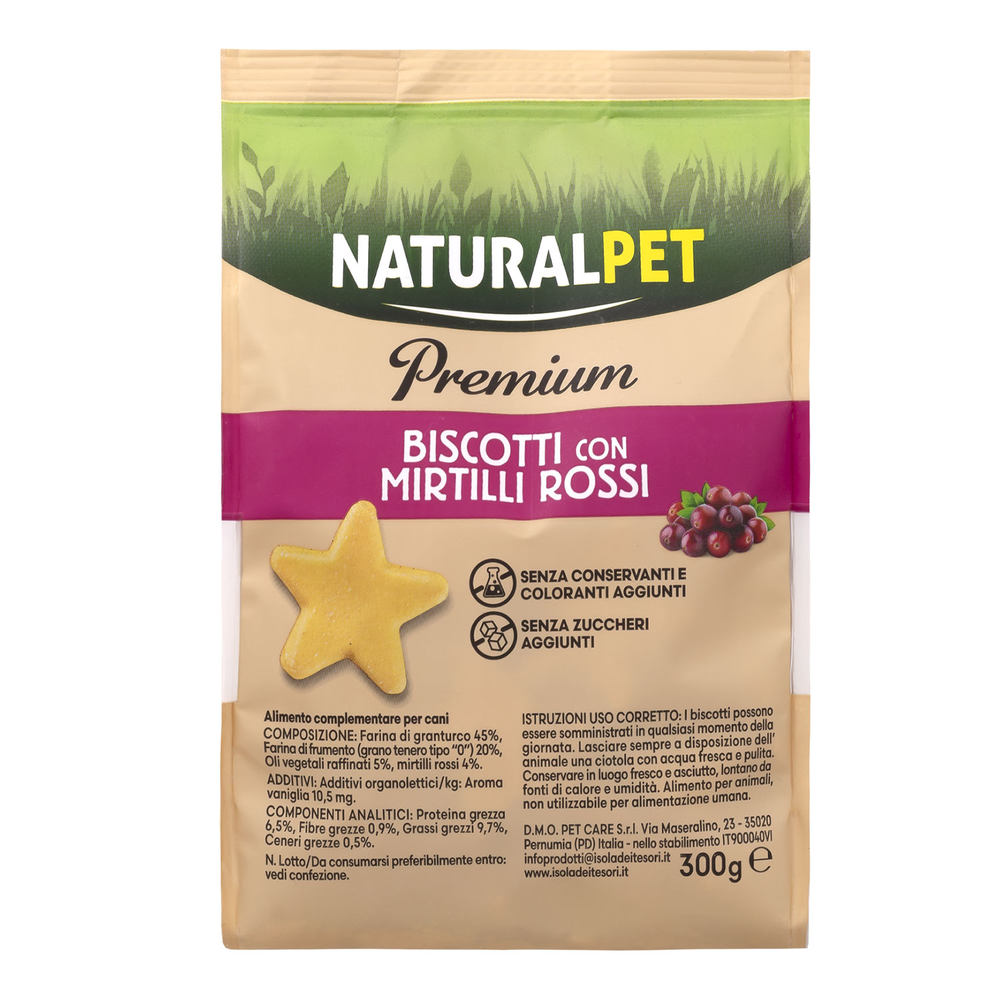 Naturalpet Premium Dog Adult Biscotti con Mirtilli rossi 300gr 000138862 Qualità