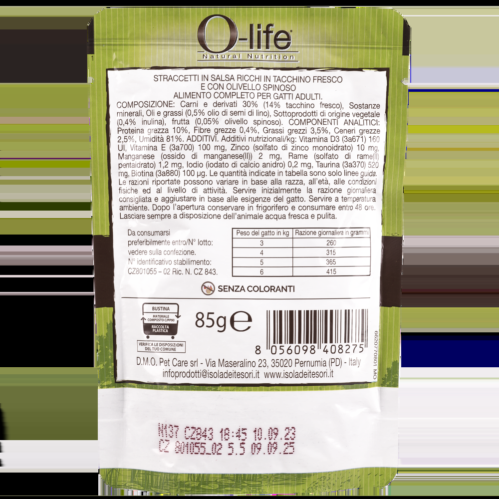 O-life Cat Adult Straccetti in salsa con Tacchino fresco con olivello spinato 85 gr 000143626 Spedizione Gratuita