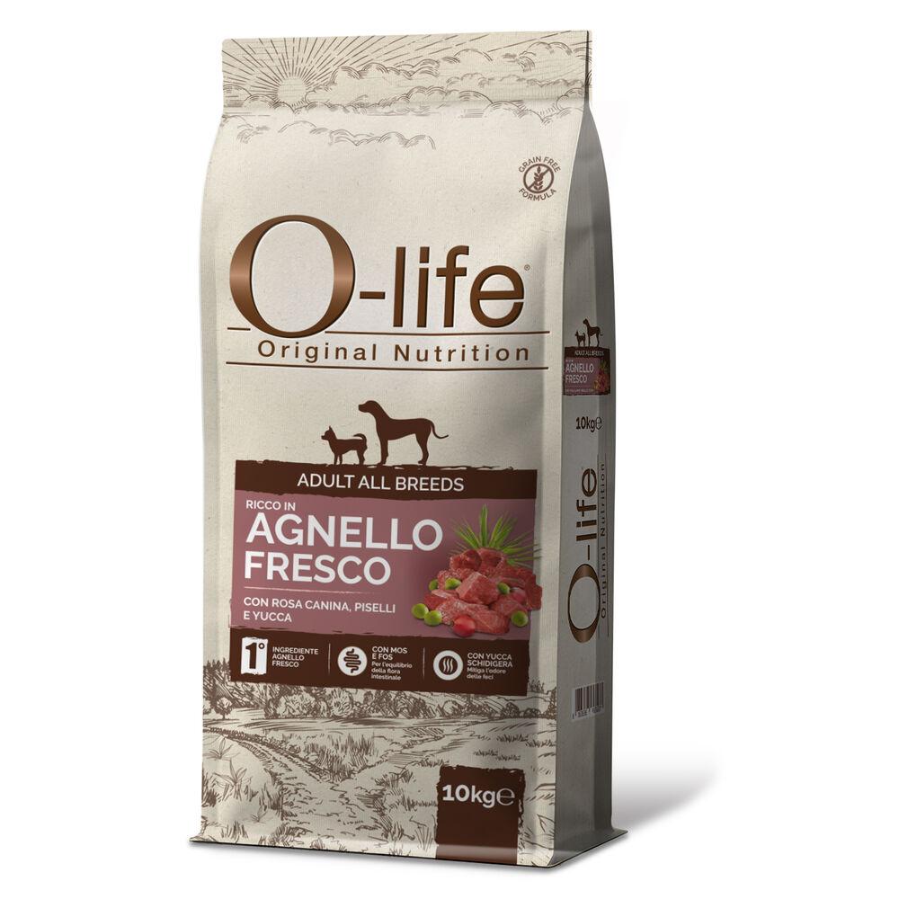 O-life Dog All breeds ricco in Agnello fresco con rosa canina piselli e yucca 10kg 000125868 Pezzi Unici