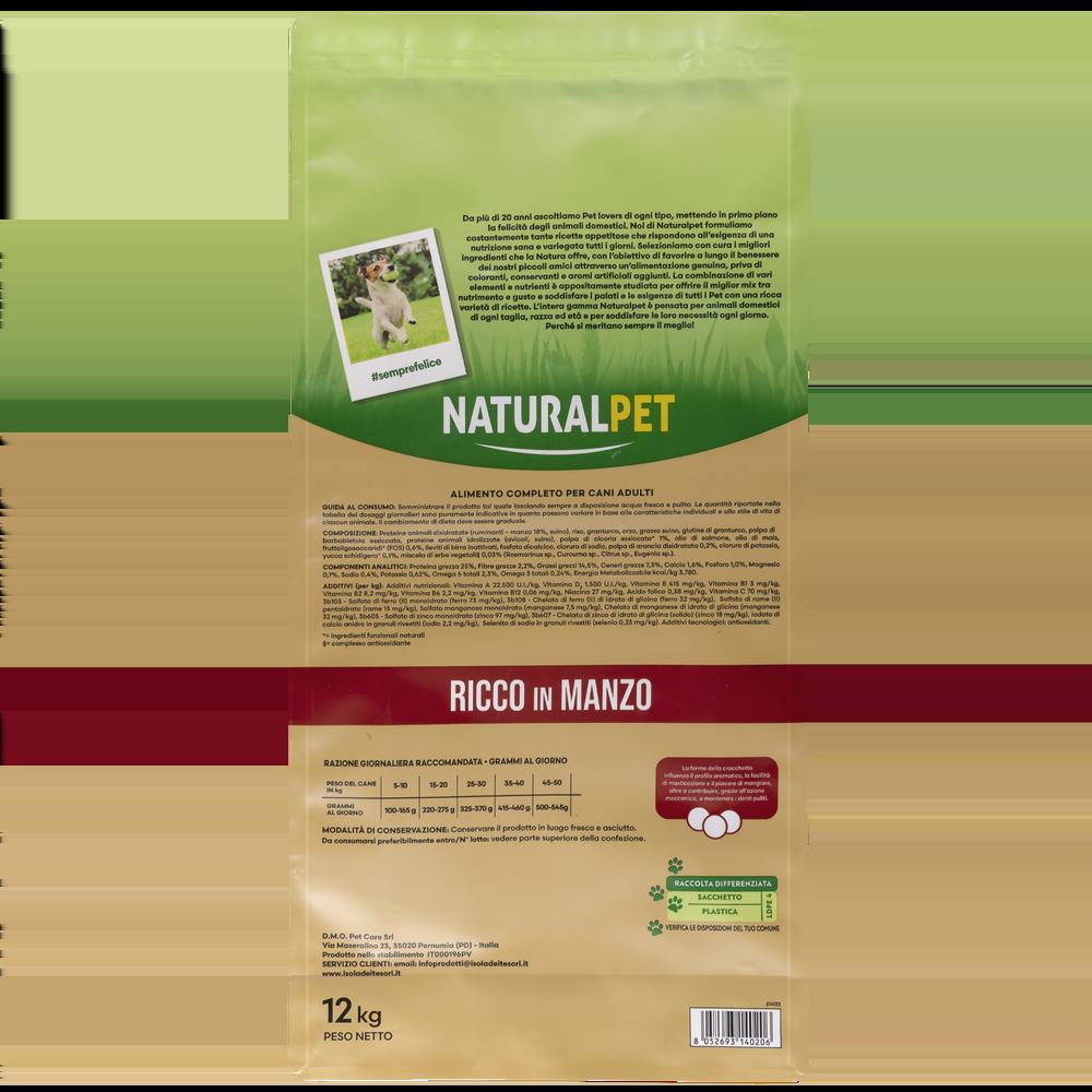 Naturalpet Premium Dog Adult All breeds ricco in Manzo 12 kg 000125705 Convenienza
