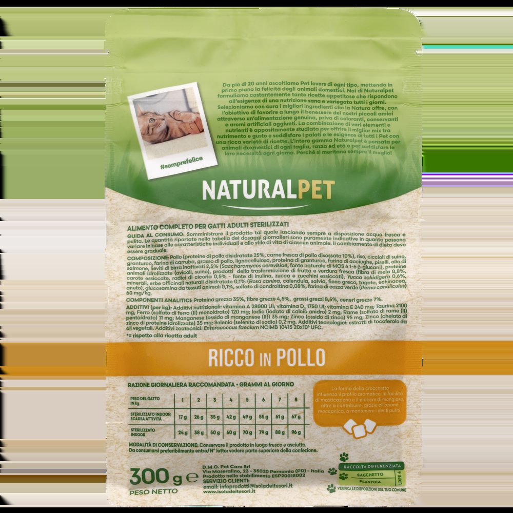 Naturalpet Cat Sterilised Light ricco in Pollo 300gr 000141055 Grande vendita