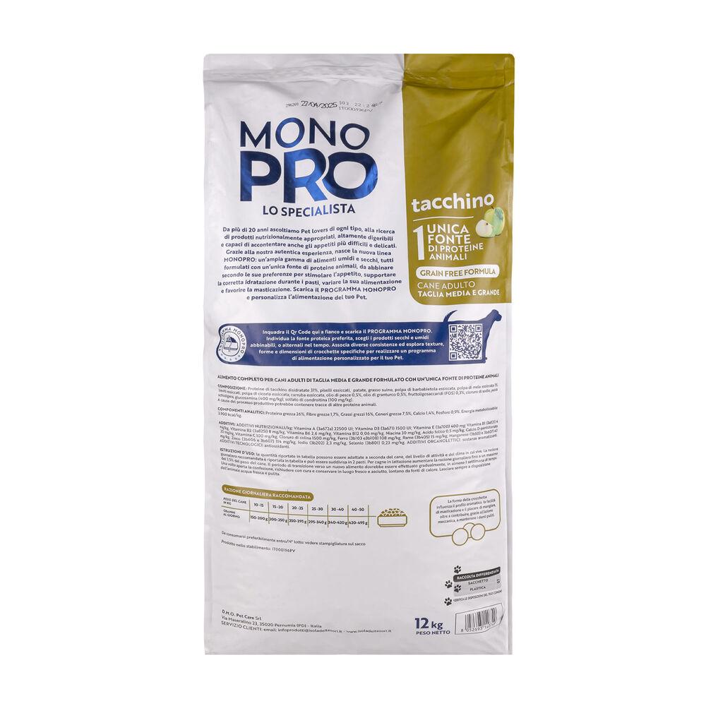 Monopro Dog Adult Medium&Large Grain Free Tacchino 12kg 000125725 Comprane uno, ottenene uno gratis