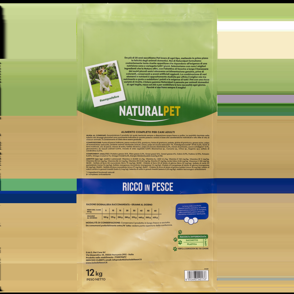 Naturalpet Premium Dog Adult Medium&Large ricco in Pesce 12 kg 000125702 Trasporto libero internazionale